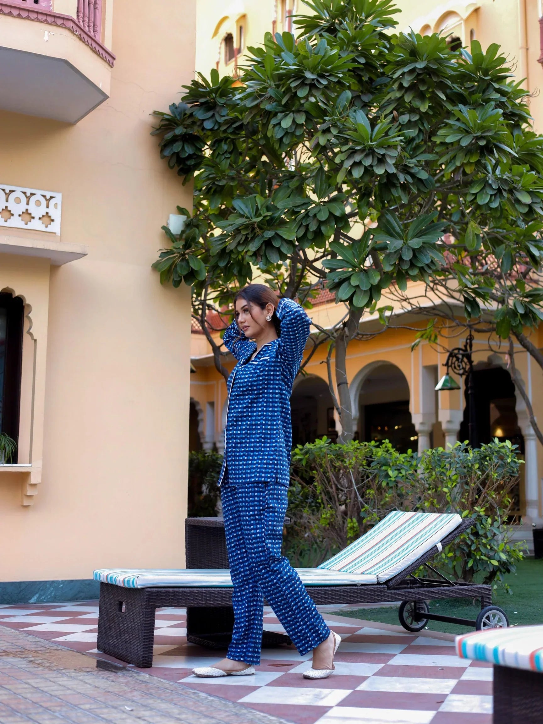 Blue Printed Night suit