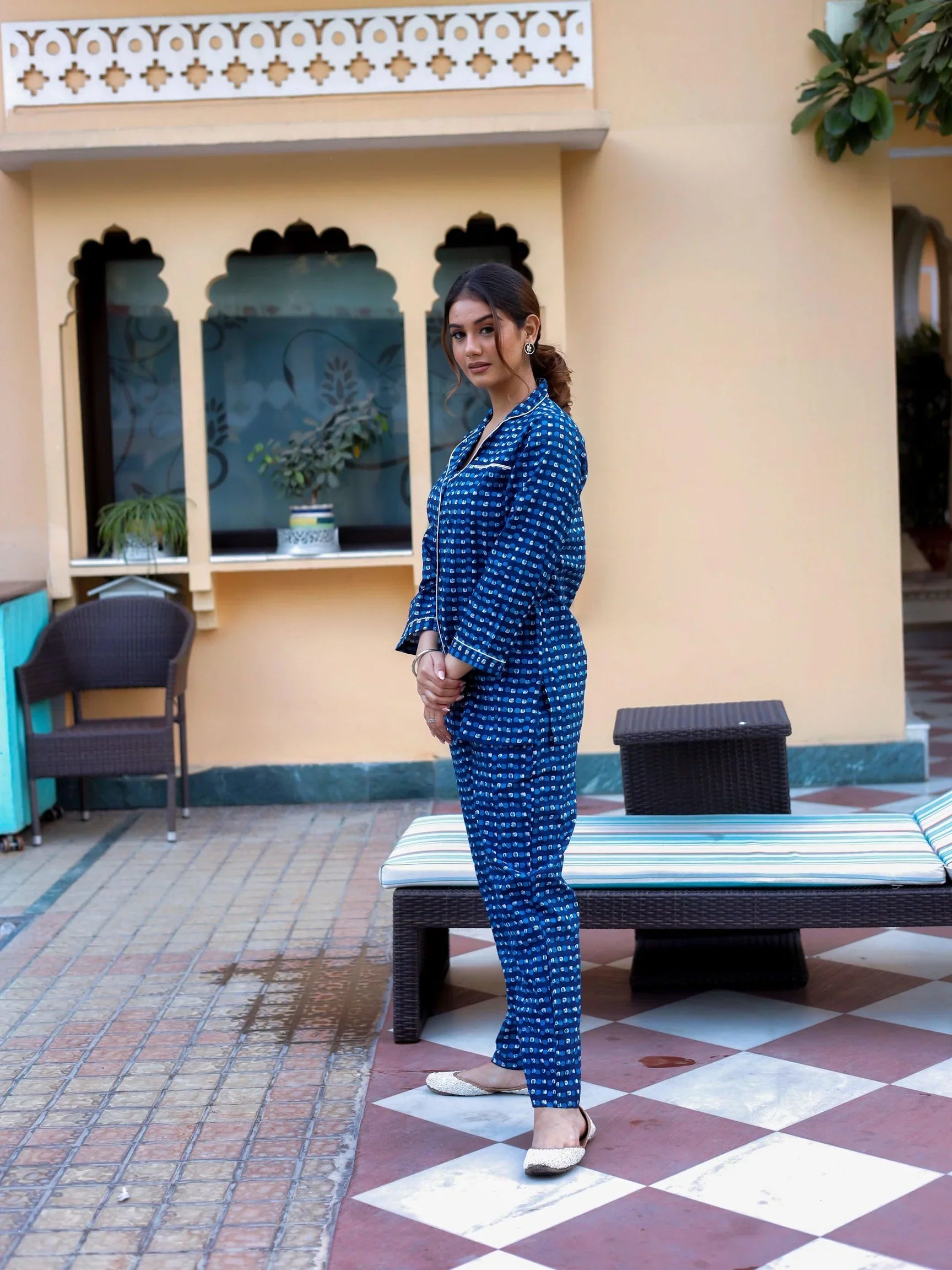 Blue Printed Night suit