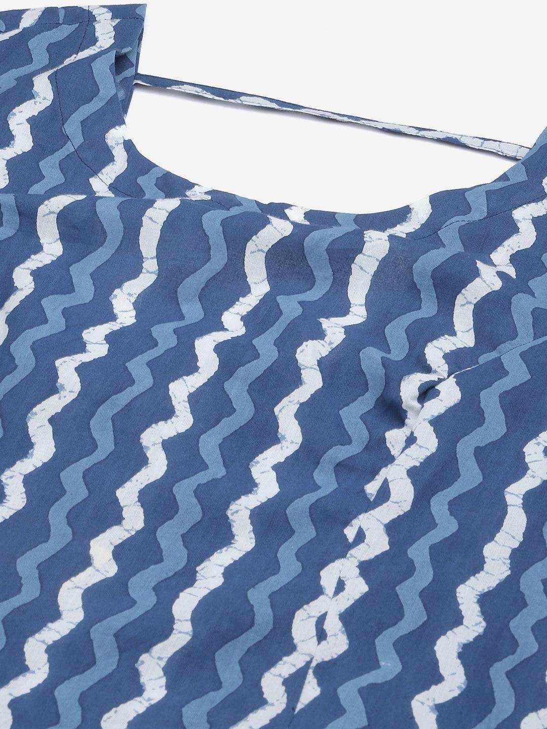 Blue Cotton Long Dress