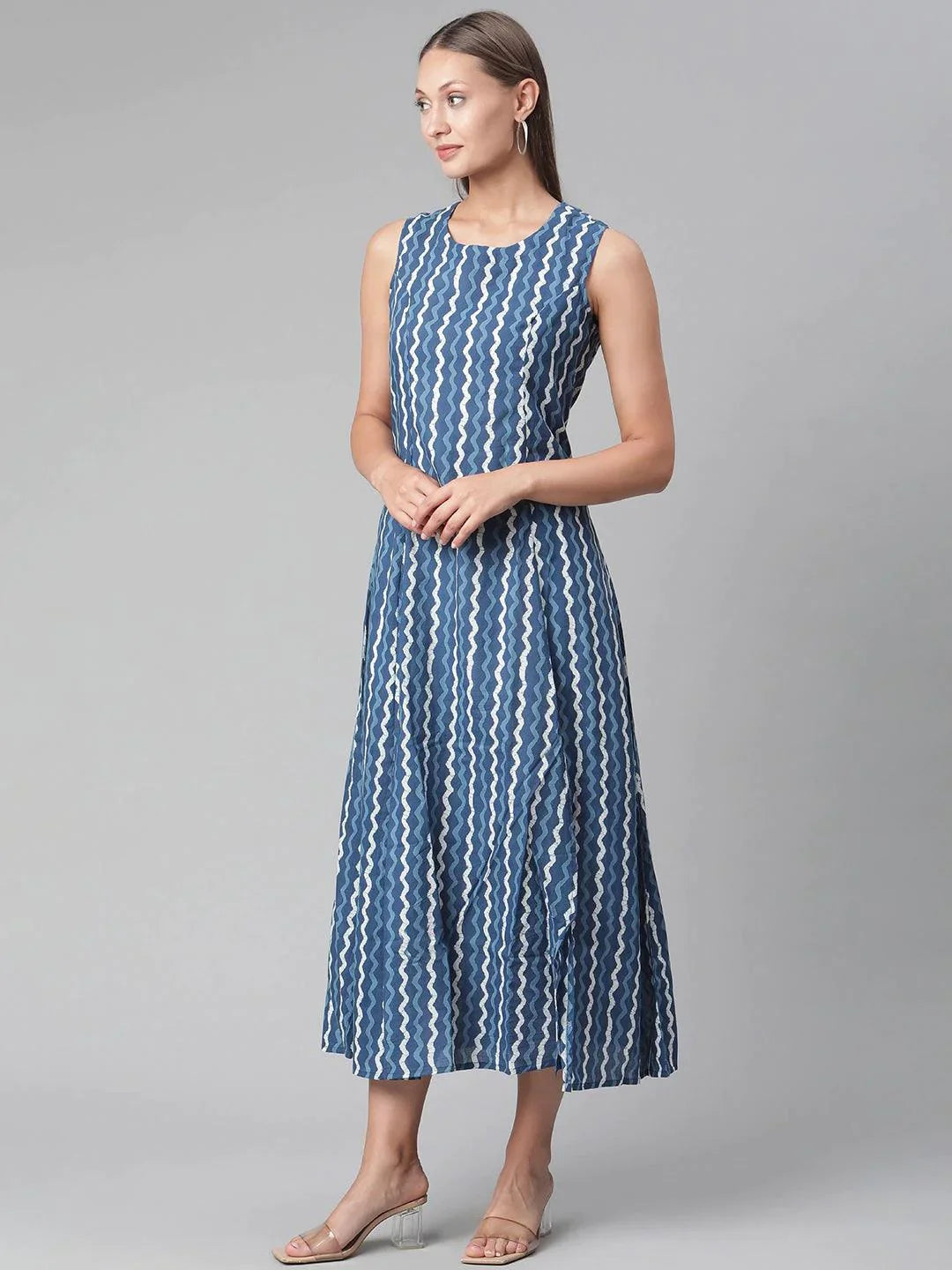 Blue Cotton Long Dress