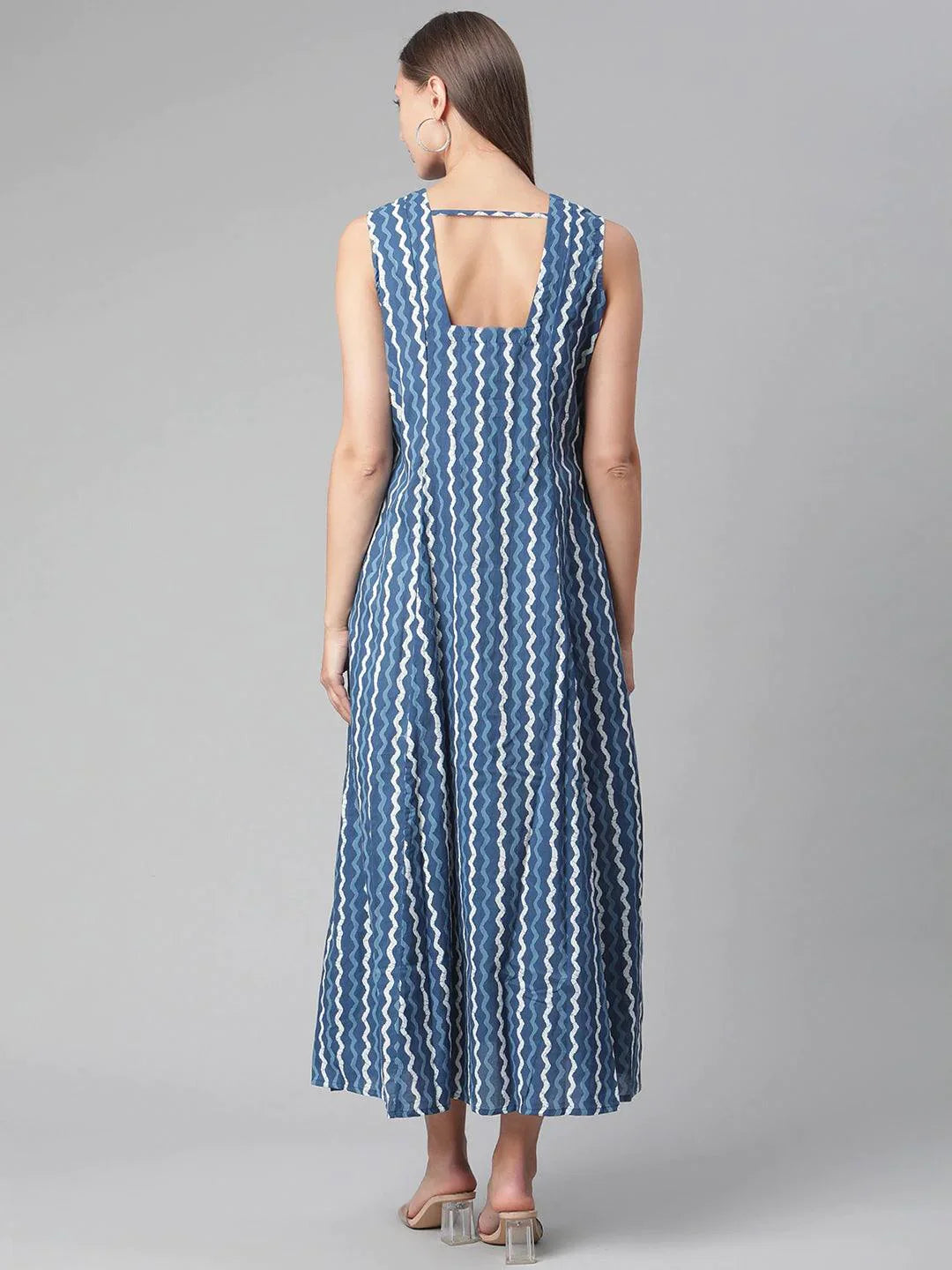 Blue Cotton Long Dress