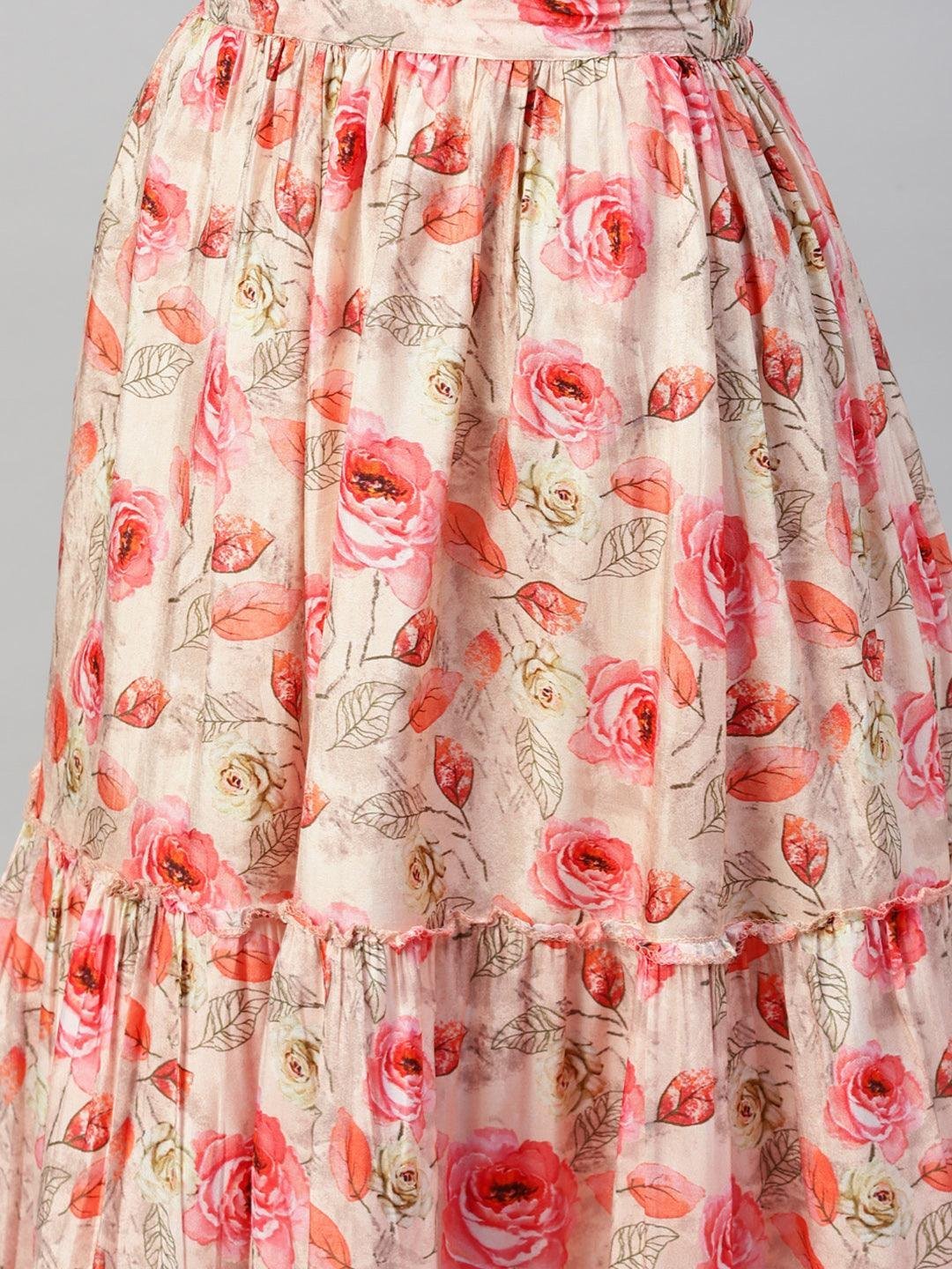 Pink Raw Silk Top with skirt set