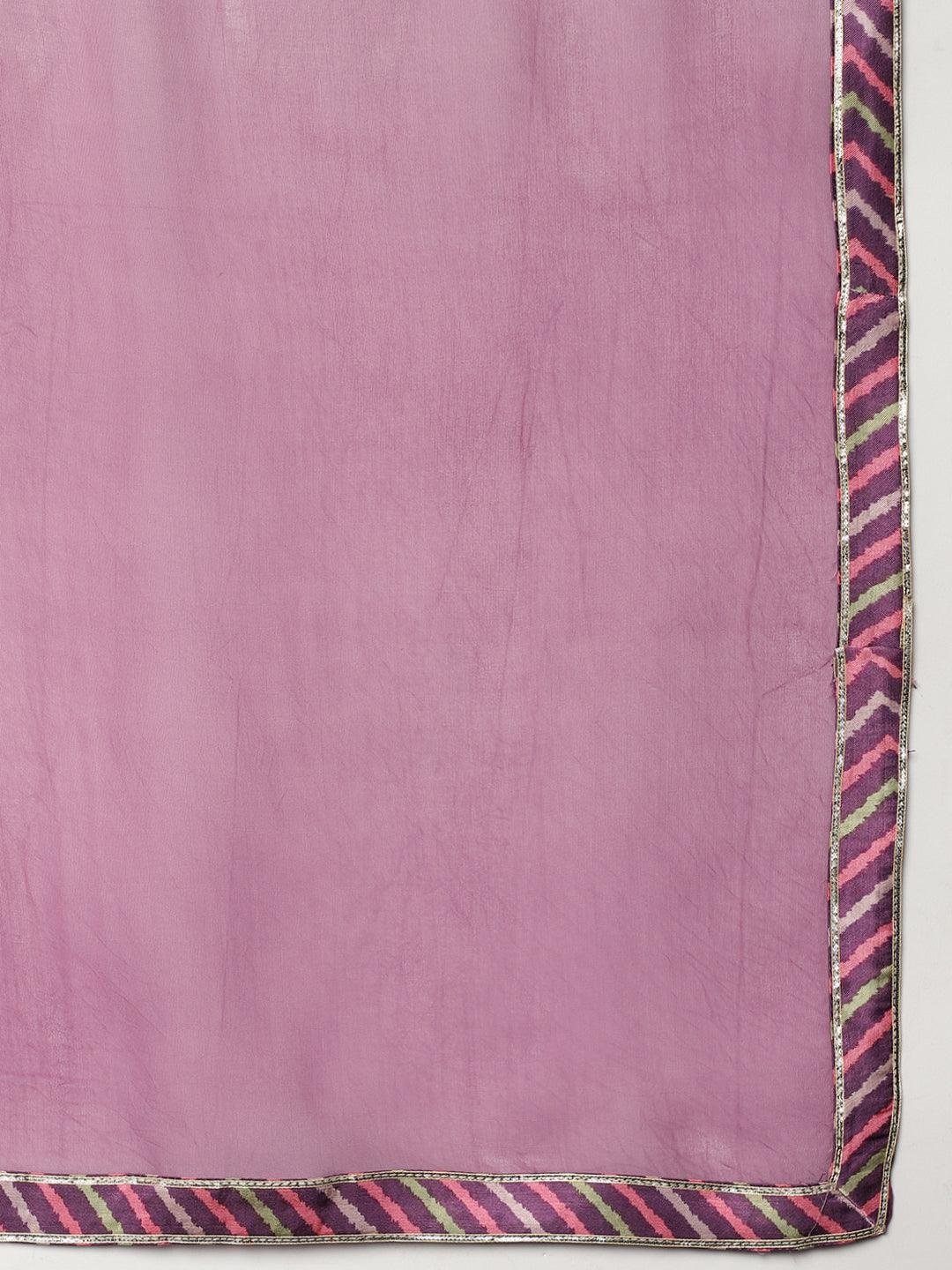 Multi Gaji Silk Floral Sequin work with Dupatta Flared Gown