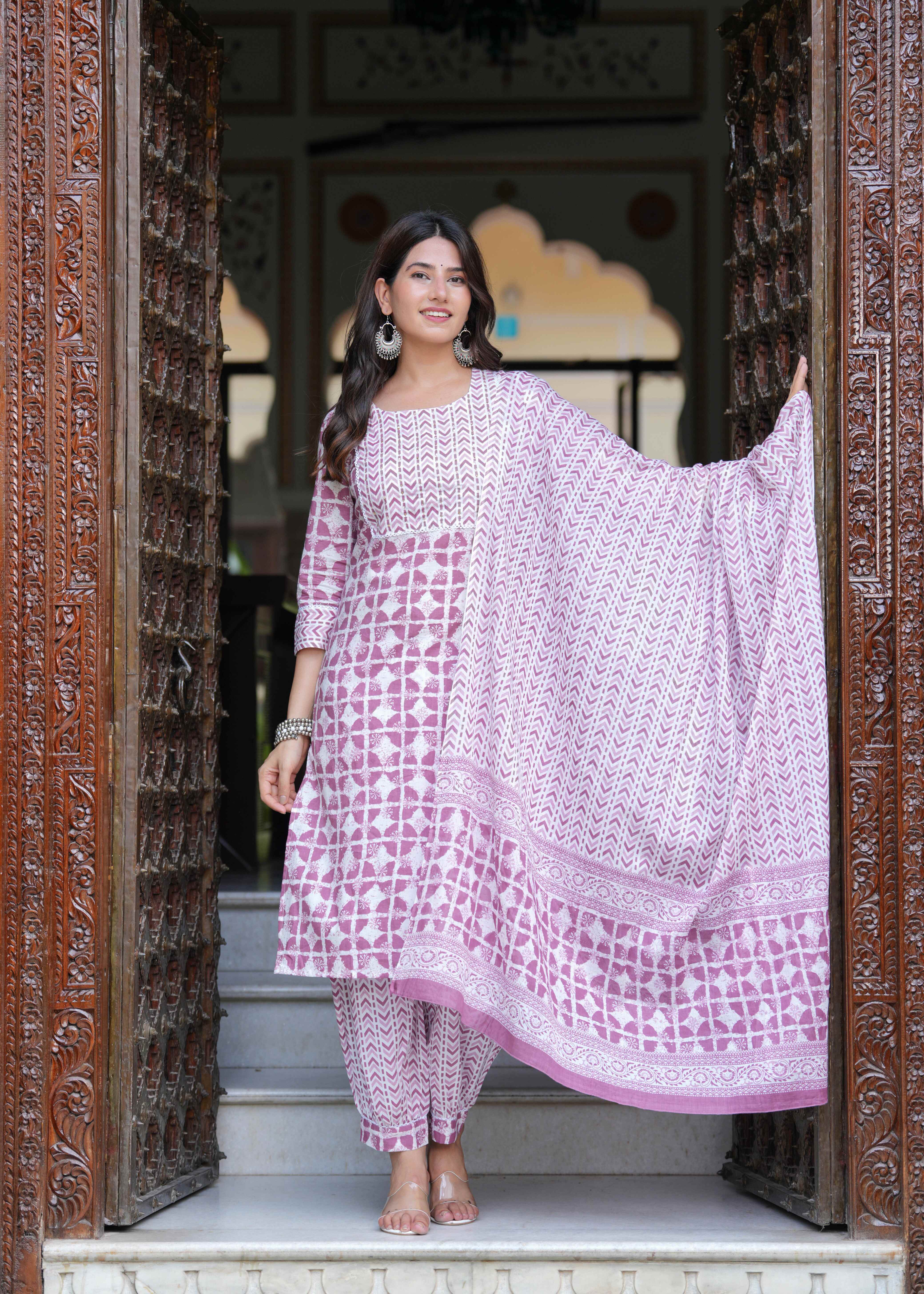 Rayon Light Pink A-Line Floral Printed Midi Dress