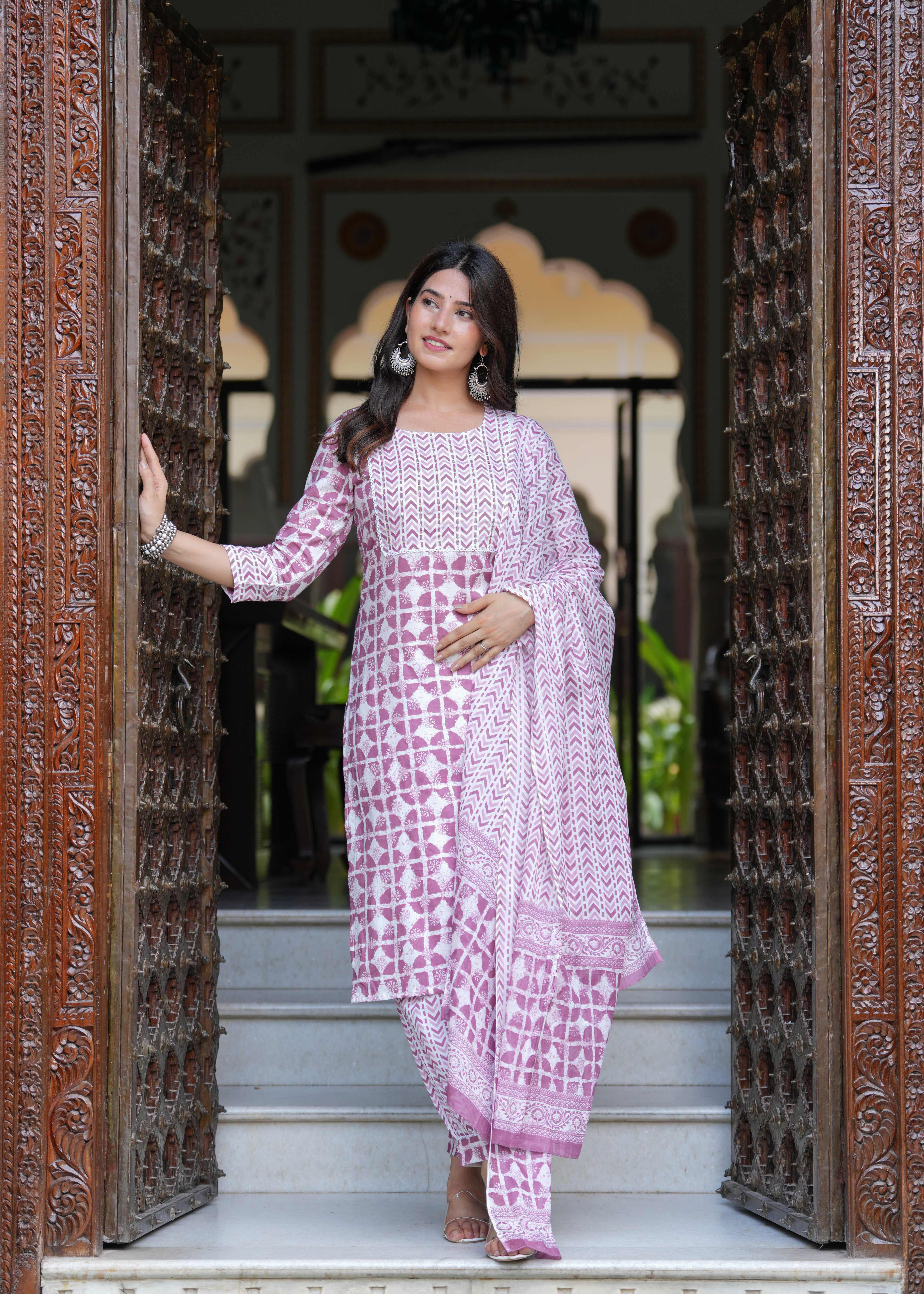 Rayon Light Pink A-Line Floral Printed Midi Dress