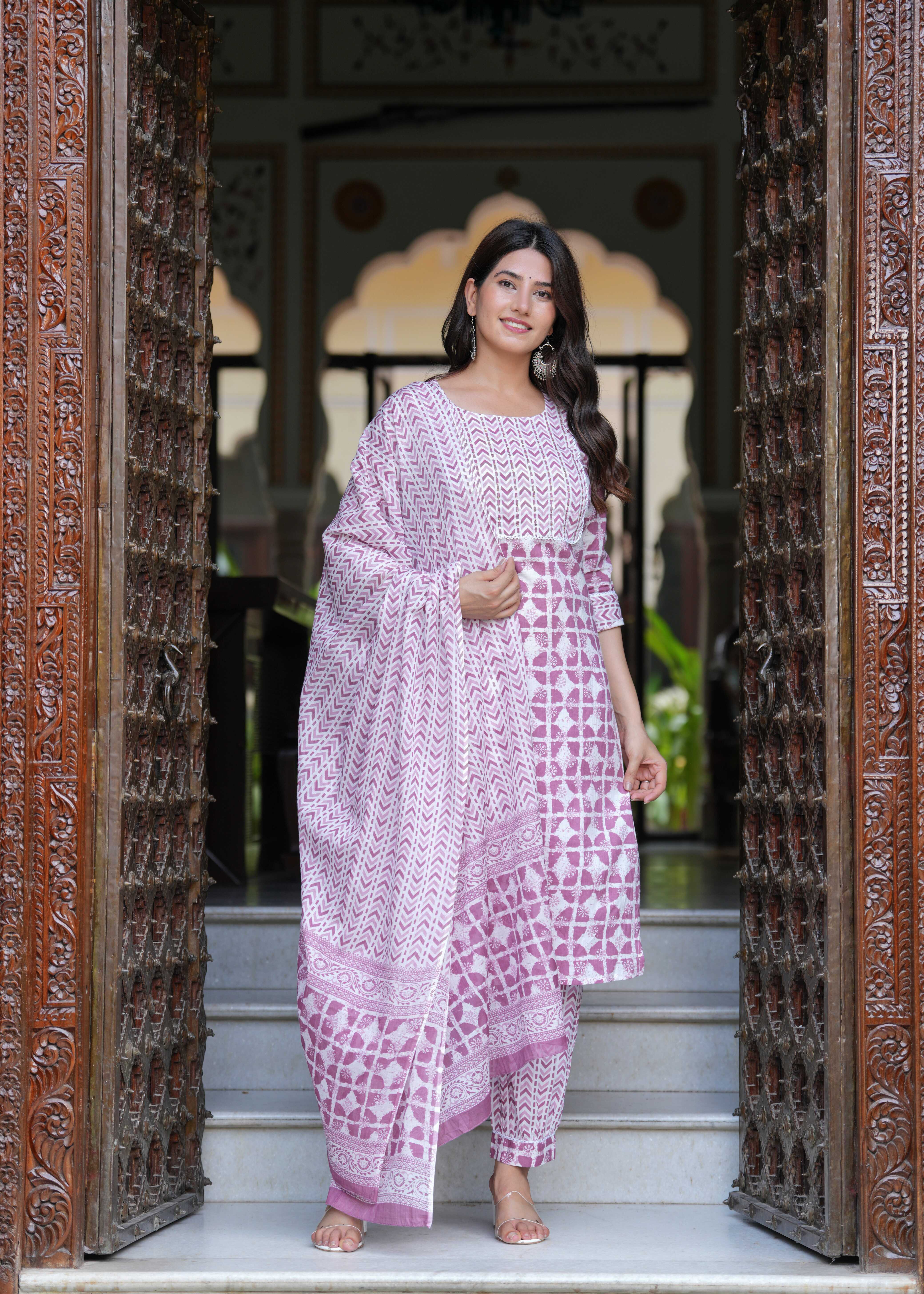 Rayon Light Pink A-Line Floral Printed Midi Dress