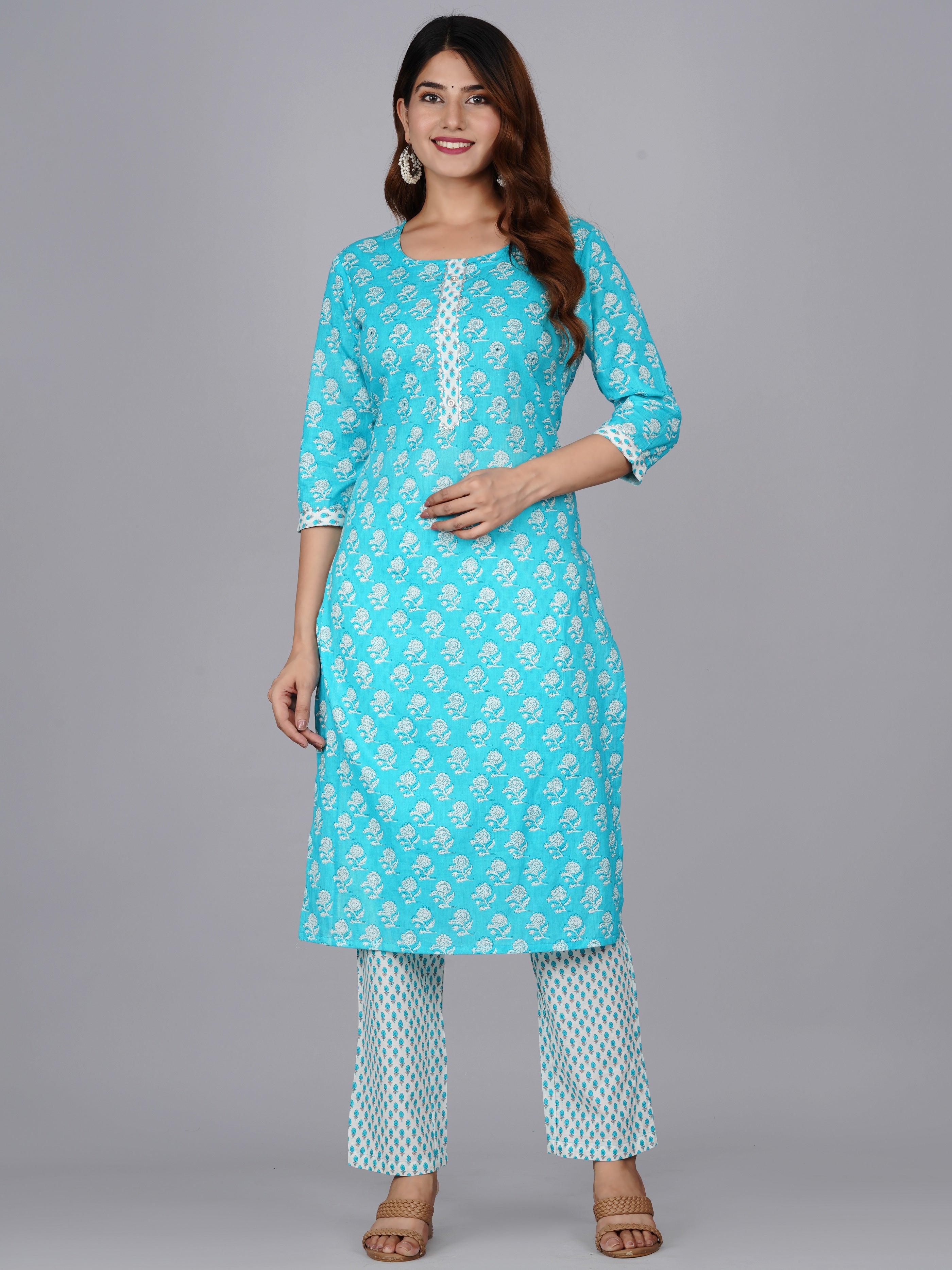 Women Floral Printed Regular Kurta with Trousers & With Dupatta