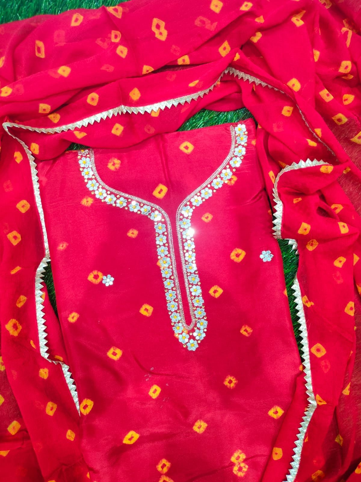 Casual Wear Bandhej Suit