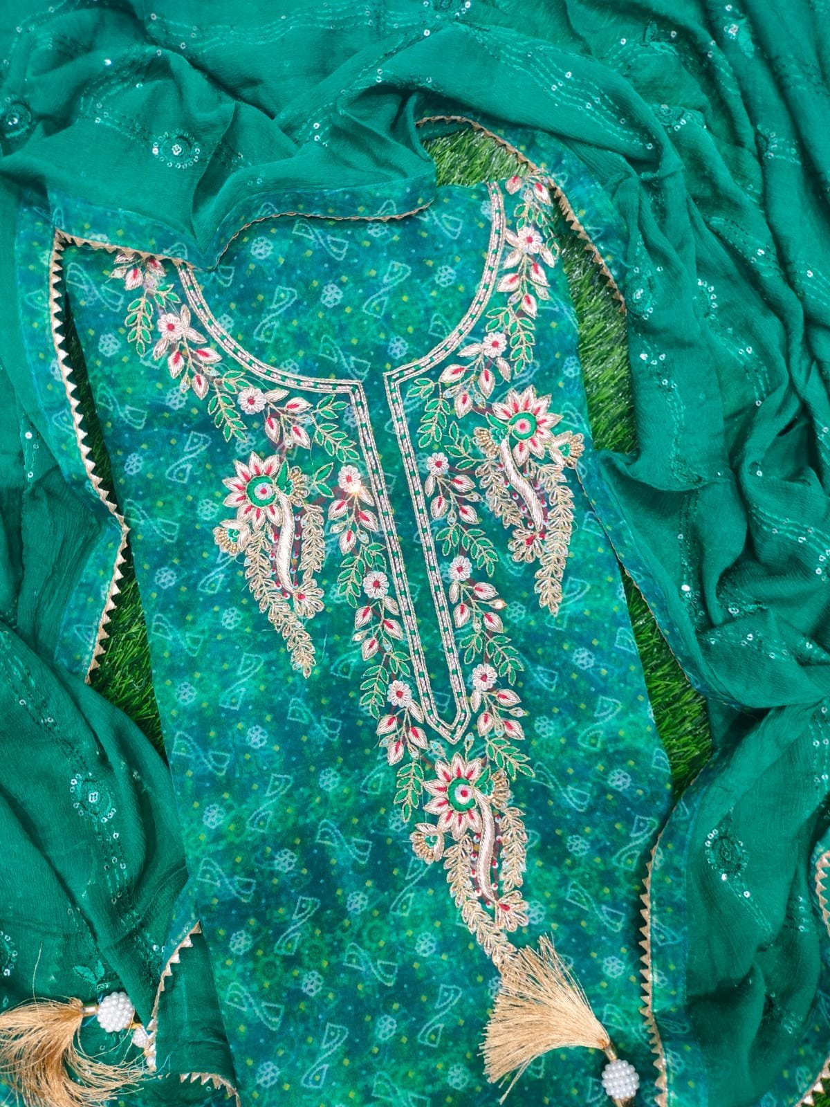 Greenric organza suit set