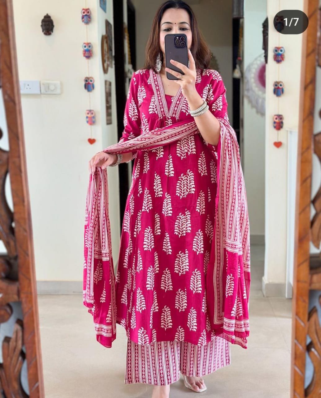 Beautiful Printed A line kurti pent set